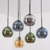 Ripoll hanging light, globe light, pendant light Amber, blue, chrome, green, Smoke-coloured, 6-light sources