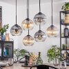 Koyoto hanging light, globe light, pendant light Amber, clear, Smoke-coloured, 6-light sources