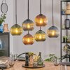 Koyoto hanging light, globe light, pendant light blue, green, coppery, 6-light sources