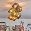 Koyoto ceiling light, globe light gold, black, 8-light sources
