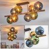 Koyoto ceiling light, globe light gold, black, 8-light sources