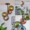 Koyoto ceiling light, globe light 31 cm blue, green, coppery, 4-light sources