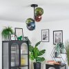 Koyoto ceiling light, globe light 31 cm blue, green, coppery, 4-light sources