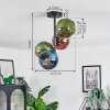 Koyoto ceiling light, globe light 31 cm blue, green, coppery, 4-light sources
