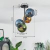 Koyoto ceiling light, globe light 31 cm blue, gold, green, 4-light sources