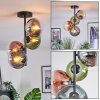 Gastor ceiling light, globe light 32 cm blue, chrome, green, clear, coppery, Smoke-coloured, 4-light sources