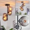 Koyoto ceiling light, globe light 31 cm clear, Smoke-coloured, 4-light sources