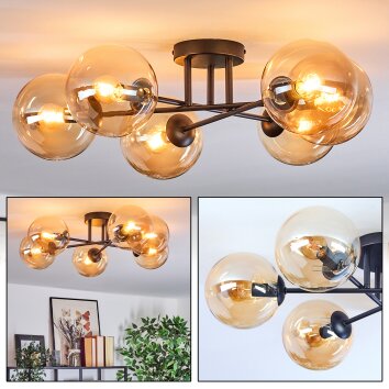 Gastor ceiling light, globe light Amber, 6-light sources
