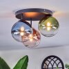 Chehalis ceiling light, globe light 33.5 cm blue, green, clear, coppery, 3-light sources