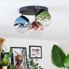 Chehalis ceiling light, globe light 33.5 cm blue, green, clear, coppery, 3-light sources