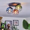 Chehalis ceiling light, globe light 33.5 cm blue, green, clear, coppery, 3-light sources