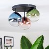 Chehalis ceiling light, globe light 33.5 cm blue, green, clear, coppery, 3-light sources