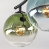 Gastor ceiling light, globe light blue, green, clear, 2-light sources