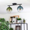 Gastor ceiling light, globe light blue, green, clear, 2-light sources