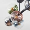 Gastor ceiling light, globe light blue, chrome, green, clear, coppery, Smoke-coloured, 8-light sources