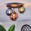 Chehalis ceiling light, globe light 32 cm blue, green, coppery, 3-light sources