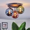 Chehalis ceiling light, globe light 34 cm blue, green, coppery, 3-light sources
