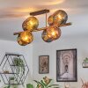 Koyoto ceiling light, globe light gold, black, 8-light sources