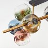 Koyoto ceiling light, globe light gold, black, 8-light sources