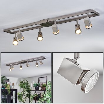 Danil ceiling light, ceiling spotlight LED matt nickel, 6-light sources