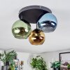 Koyoto ceiling light, globe light 30 cm blue, gold, green, 3-light sources