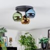 Koyoto ceiling light, globe light 30 cm blue, gold, green, 3-light sources
