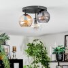 Koyoto ceiling light, globe light 30 cm Amber, clear, Smoke-coloured, 3-light sources