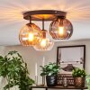 Koyoto ceiling light, globe light 30 cm Amber, clear, Smoke-coloured, 3-light sources
