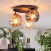 Koyoto ceiling light, globe light 30 cm Amber, clear, Smoke-coloured, 3-light sources