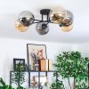 Gastor ceiling light, globe light Amber, Smoke-coloured, 6-light sources