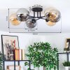 Gastor ceiling light, globe light Amber, Smoke-coloured, 6-light sources