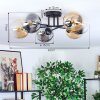 Gastor ceiling light, globe light Amber, clear, Smoke-coloured, 6-light sources