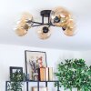 Gastor ceiling light, globe light Amber, clear, 6-light sources