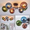 Gastor ceiling light, globe light 62 cm blue, green, coppery, 6-light sources