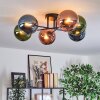 Gastor ceiling light, globe light 62 cm blue, green, coppery, 6-light sources