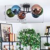 Gastor ceiling light, globe light 62 cm blue, green, coppery, 6-light sources