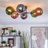 Gastor ceiling light, globe light 62 cm blue, green, coppery, 6-light sources