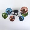 Gastor ceiling light, globe light 62 cm blue, green, coppery, 6-light sources