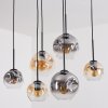 Ripoll hanging light, globe light, pendant light Amber, clear, Smoke-coloured, 6-light sources
