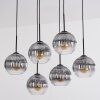 Koyoto hanging light, globe light, pendant light clear, Smoke-coloured, 6-light sources