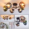 Gastor ceiling light, globe light 62 cm blue, chrome, green, clear, coppery, Smoke-coloured, 6-light sources