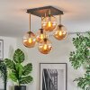 Gastor ceiling light, globe light gold, black, 5-light sources