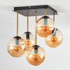 Gastor ceiling light, globe light gold, black, 5-light sources