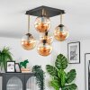 Gastor ceiling light, globe light gold, black, 5-light sources