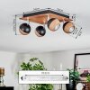 Haldor ceiling light, ceiling spotlight chrome, Wood like finish, black, 4-light sources