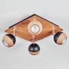 Haldor ceiling light, ceiling spotlight chrome, Wood like finish, black, 4-light sources