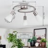 Mirlo ceiling light, ceiling spotlight chrome, matt nickel, 3-light sources