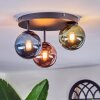Chehalis ceiling light, globe light 30 cm blue, green, coppery, 3-light sources