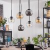 Ripoll hanging light, globe light, pendant light Amber, clear, Smoke-coloured, 6-light sources