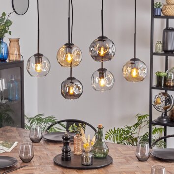 Ripoll hanging light, globe light, pendant light Amber, clear, Smoke-coloured, 6-light sources